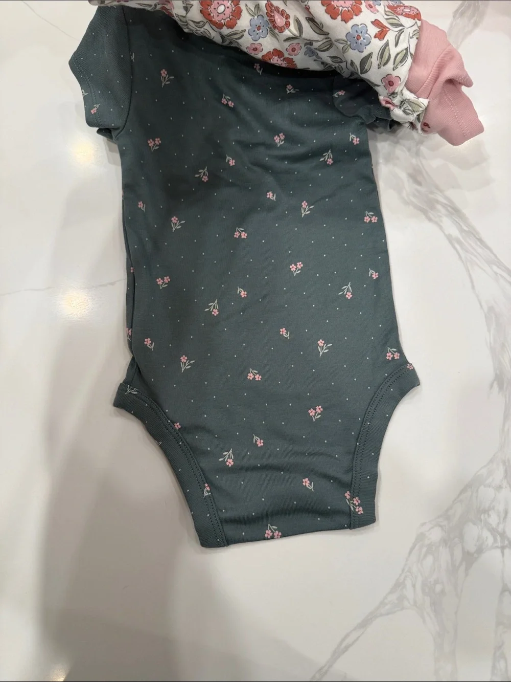 Carter's Mauve Pink Floral Short-Sleeve Baby Bodysuit Set